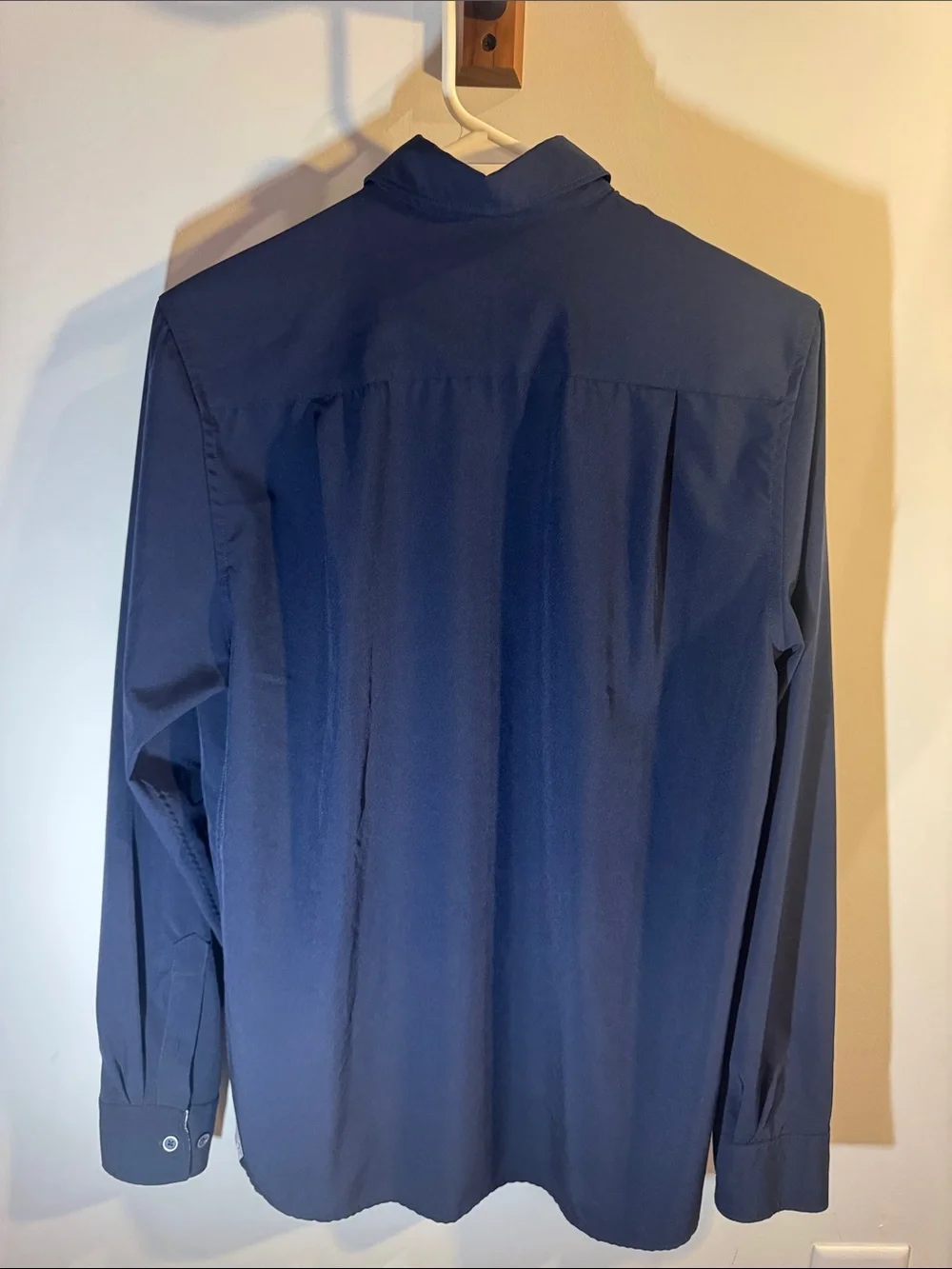 Men's Navy Long-Sleeve Dress Shirt with Contrast Placket